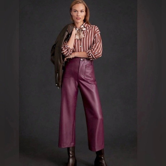 Anthropologie Pants - Anthropologie Maeve Collette Plum Vegan Leather Pants NWOT